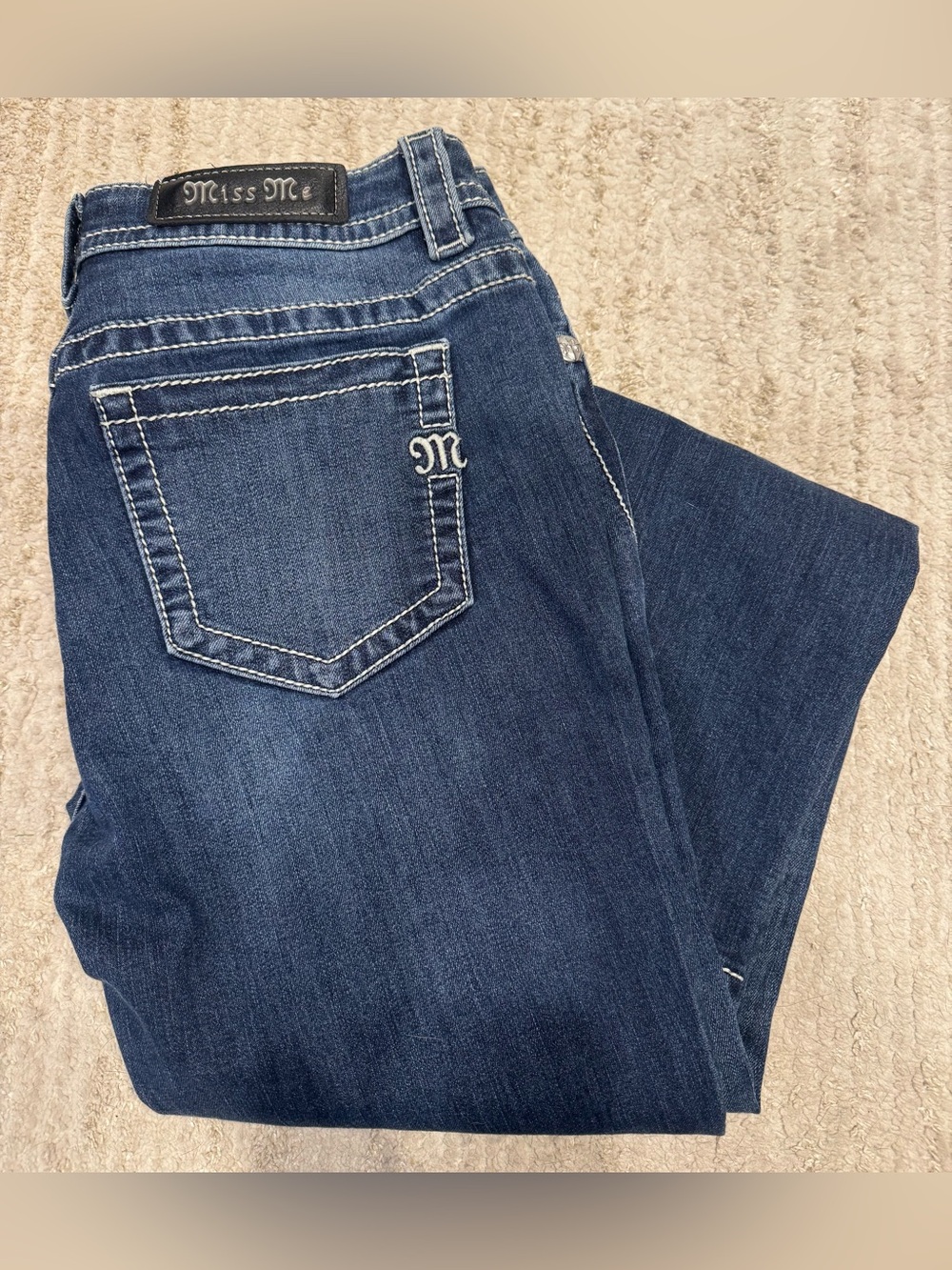 Miss Me Women's Dark Blue Boot Cut Jeans with Contrast Stitch